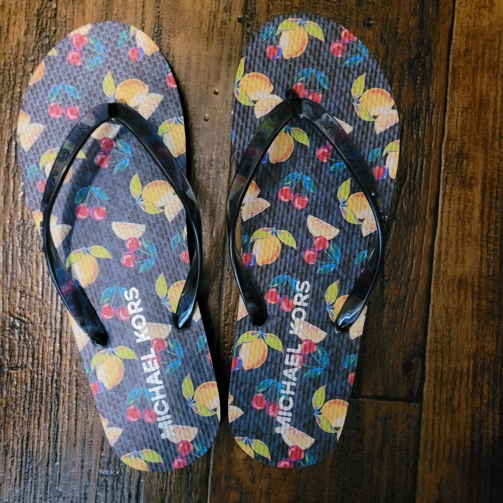 Michael Kors Fruit Print Flip Flops